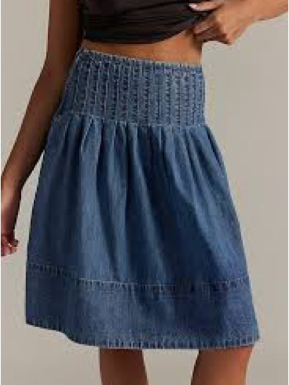 Free People Peyton Waist Denim Midi Skirt - Blue Size 2 UK 6